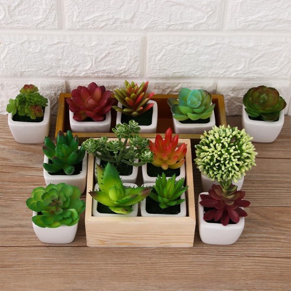 Kunstige miniplanter Sukkulenter Falske blomster 12
