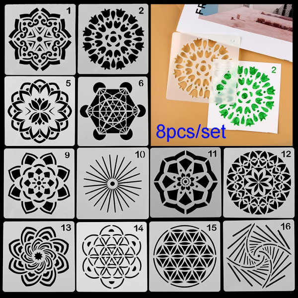 8st/ set Layering Stencils Scrapbooking Målarmall SET1 SET1