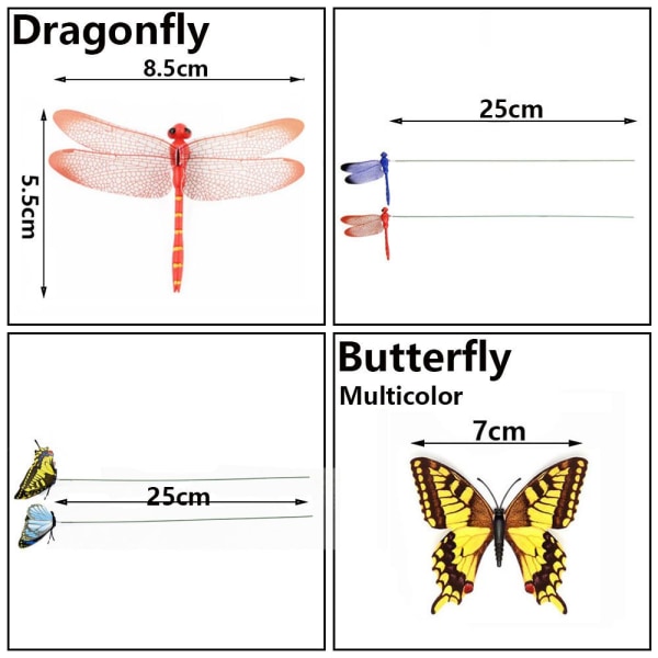 5/10 STK kunstig guldsmede-simuleringssommerfugl med stilk blue 10PCS Dragonfly
