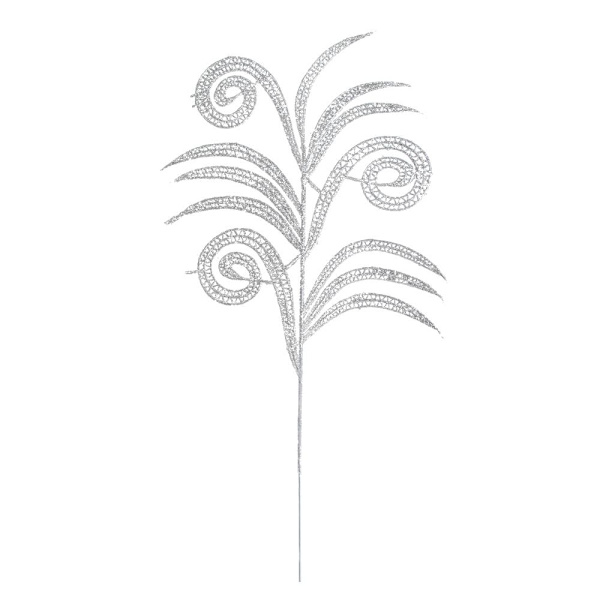 Jule Gull Powder Leaf Glitter Spiky Feather Leaf SØLV silver