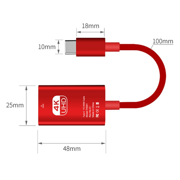 Type-C til HDMI HDMI-kompatibel WHITE white