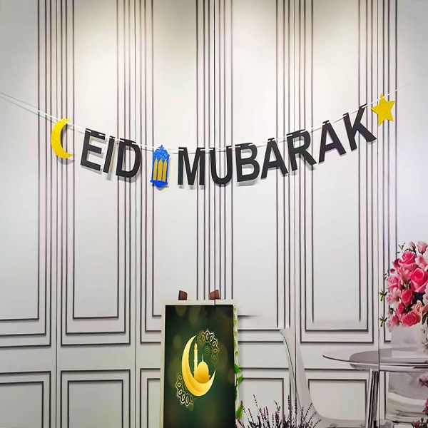 Eid Mubarak Banner Hängande Flagga