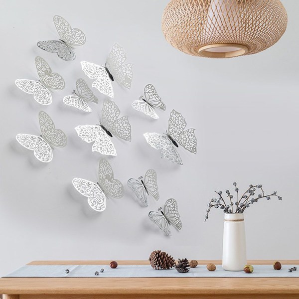 12 STK/Pakke 3D Butterfly Stickers Hule Butterflies Decals GULD gold Style 1-Style 1