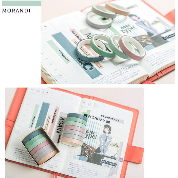 7 stk/parti Papirklistremerker Washi Tapes DIY Sticker 6 NEON