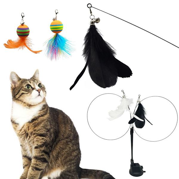 Pet Cat Teaser Toys Simulation Feather Ball 3 3 3