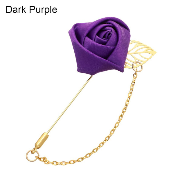 Rose Flower Broche Brudgum Boutonniere MÖRK PURPLE Dark Purple