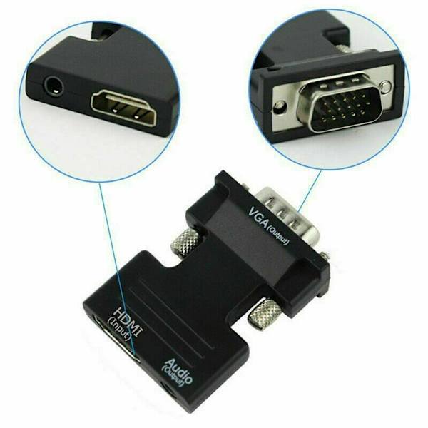 HDMI till VGA-kabel Audio Adapter HDMI-kompatibel omvandlare