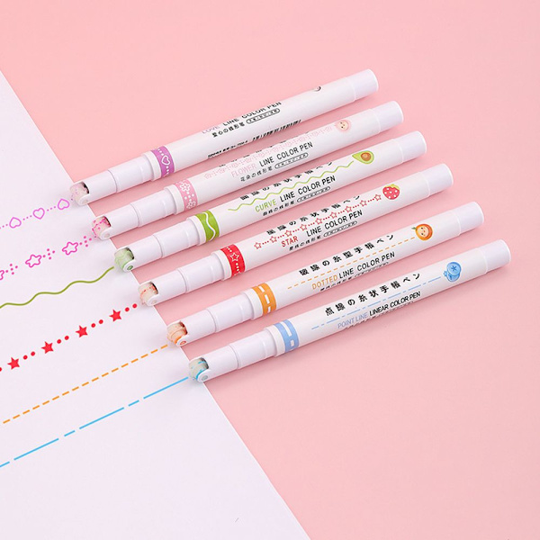 6PCS Curve Highlighter Penna Markers Penna Flera former