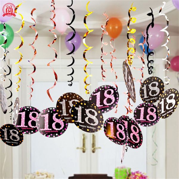 PVC Födelsedag Swirl Banner Takhängande H H