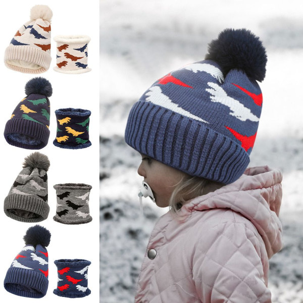 Lue Skjerf Sett Strikke Luer Skjerf BLÅT blue
