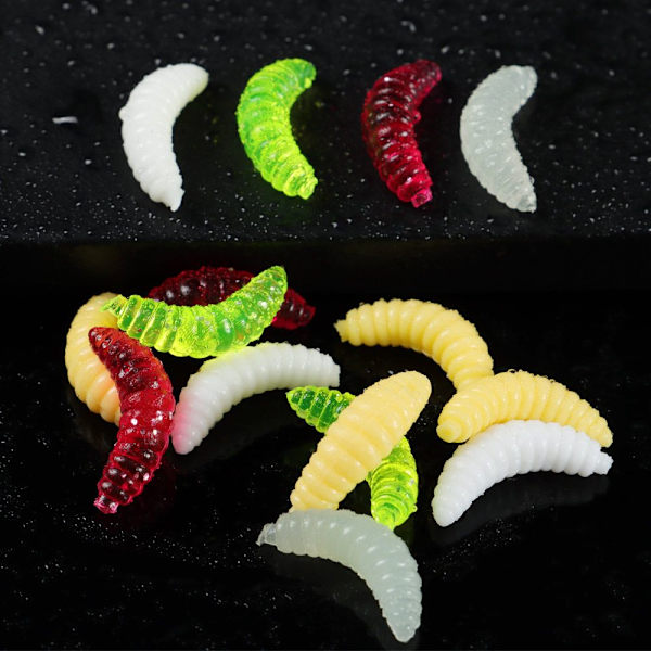 100st Mask Maggot Fiskedrag TRANSPARANT transparent