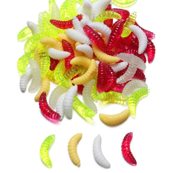 100st Mask Maggot Fiskedrag TRANSPARANT transparent