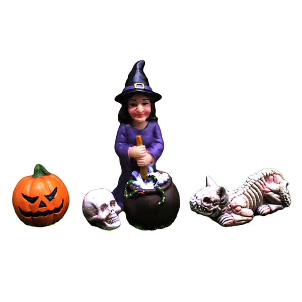 Halloween Witch Figuurit Kissan luuranko Skull Bones