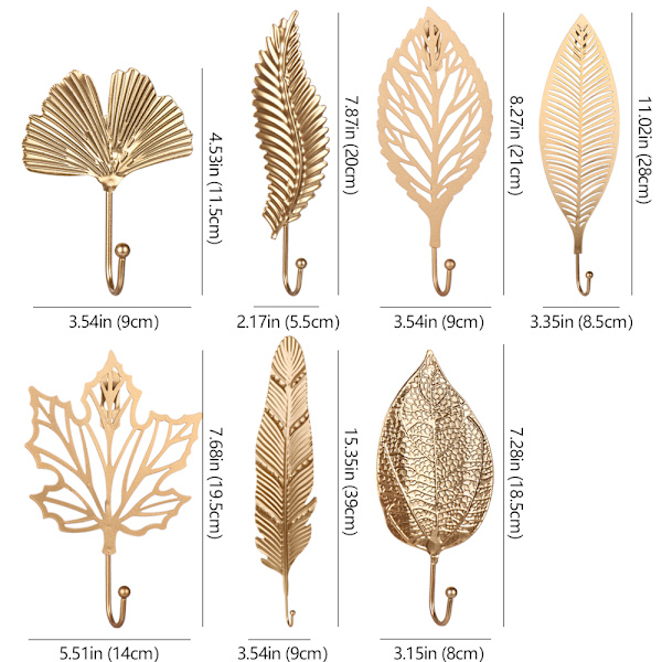 Smijernskrok Bladform vegghenger Gold B-B