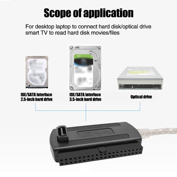 Muunnoskaapeli USB 2.0 IDE/SATA HDD-sovittimeksi