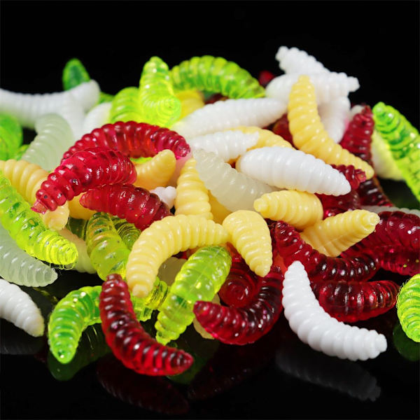 100st Mask Maggot Fiskedrag TRANSPARANT transparent