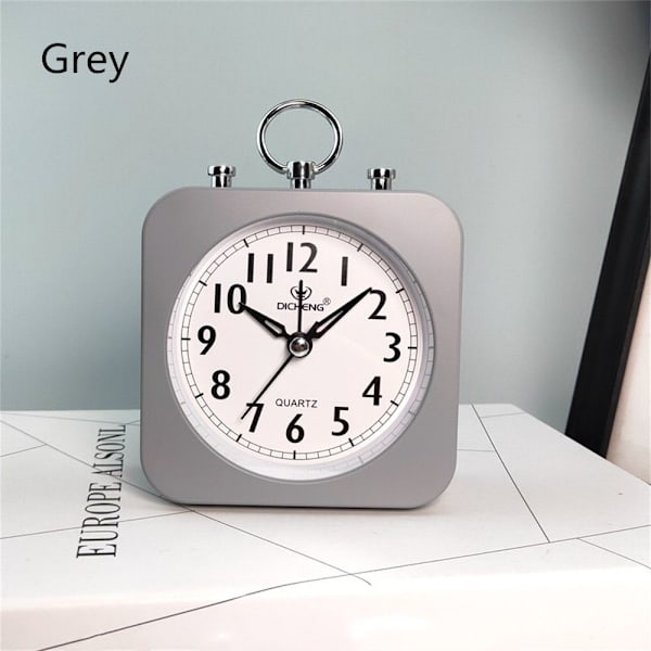 Neliönmuotoinen pyöreä herätyskello Hiljainen kello HARMAA grey