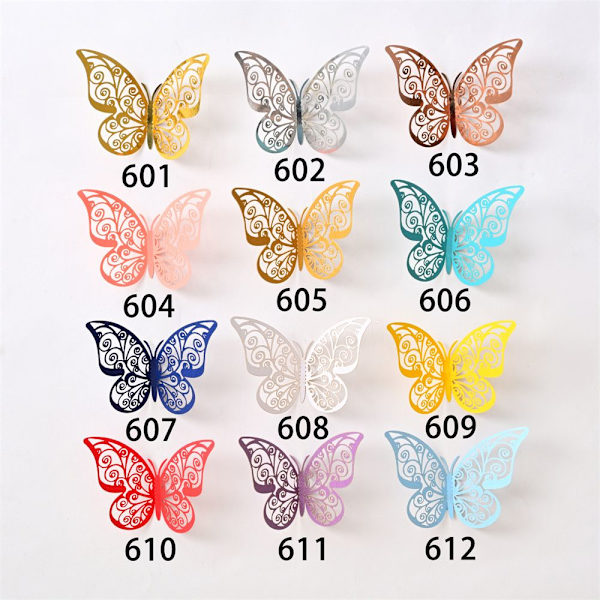 12 STK/Pakke 3D Butterfly Stickers Vægdekaler 12 STK/PACK606 606 12PCS/Pack606