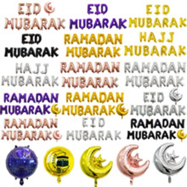 Eid Mubarak-ballonger Eid-dekorationer 7 7 7