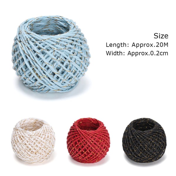 20m 4farvet Naturpapir Reb Gaveæske String Rustik Wrap HVID white