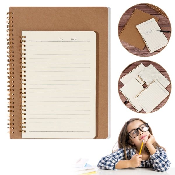 Kraft Paper Notebook Coil Notebooks B5 A5 HORISONTAL LINE INNER A5