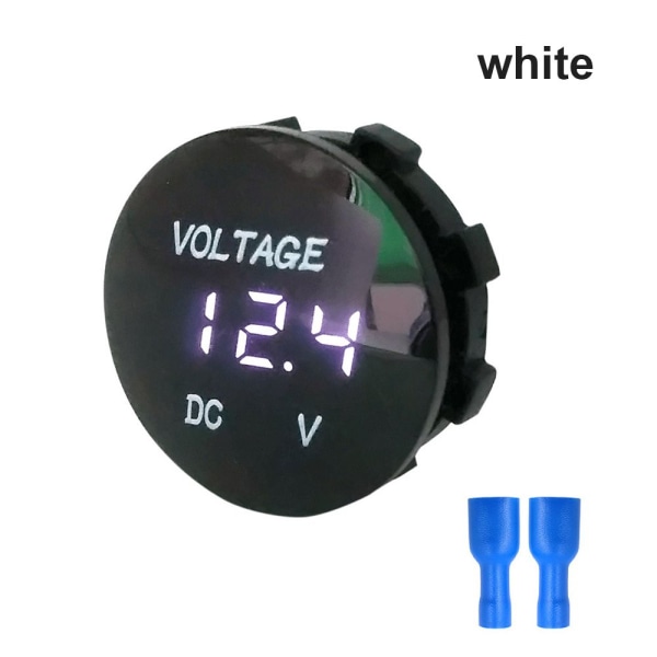 5-48V Bilvoltmeter Spændingsmåler Batterimåler HVID white