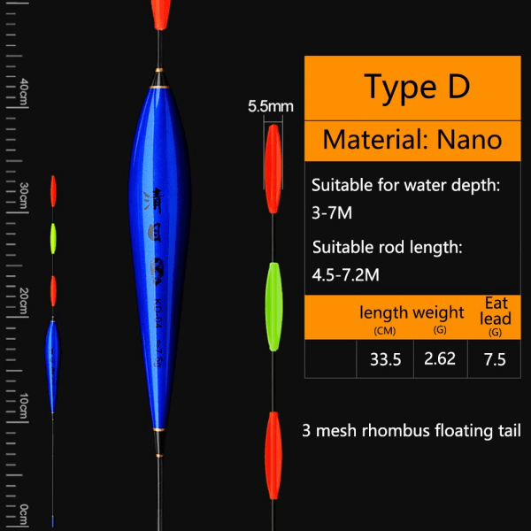 Fishing Float Svans Blyfri Vertikal Float TYP D TYPE D Type D