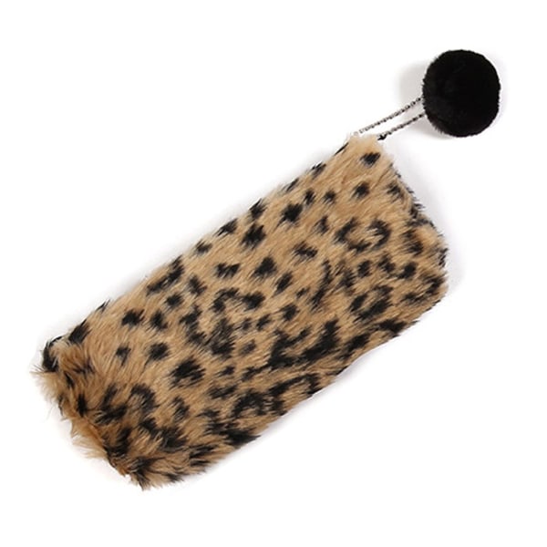 Leopard Print Pehmokynälaukku Hiuspallokynäsäilytyspussi Brown