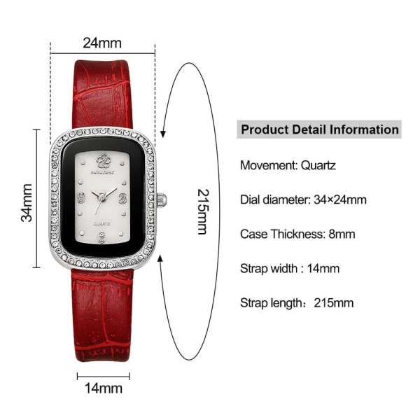 Naisten watch Quartz WristWatch RED red