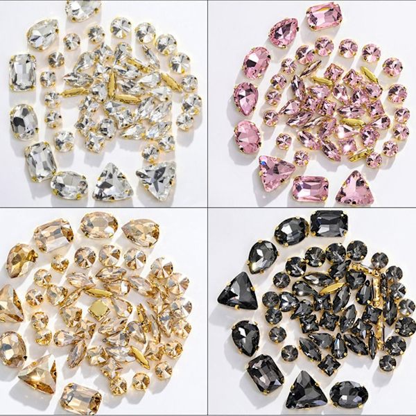 50st Rhinestone-väskor DIY Trim VIT white