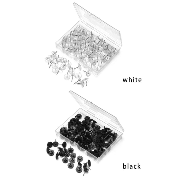 100 stk Gear Plastic Tacks Push Pins SORT black