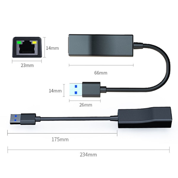 Ethernet Adapter USB 3.0 til RJ45 netværkskort