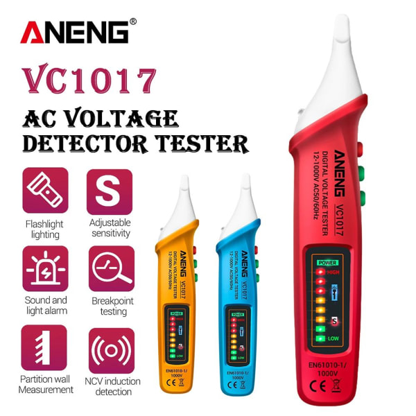 AC Voltage Detector Tester Tester Meter PUNAINEN Red