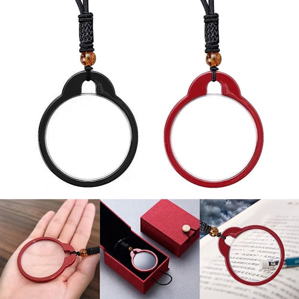 Kreativt förstoringsglashalsband Förstoringsglas RÖD 250 250 Red 250-250