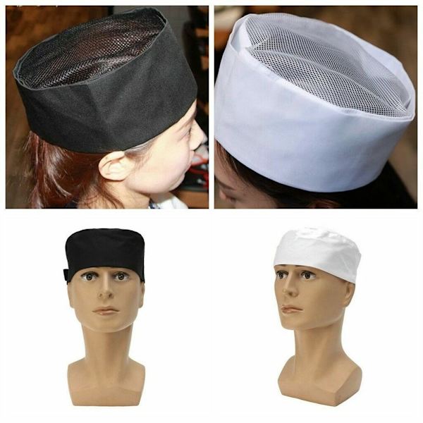 Mesh Top Skull Cap Catering Chef Hatt VIT 1 1 White 1-1