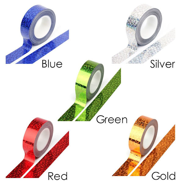 3 Roll Glitter Washi Tape Laser Foil Tarra SILVER 3 ROLL 3 Silver 3 Roll-3 Roll