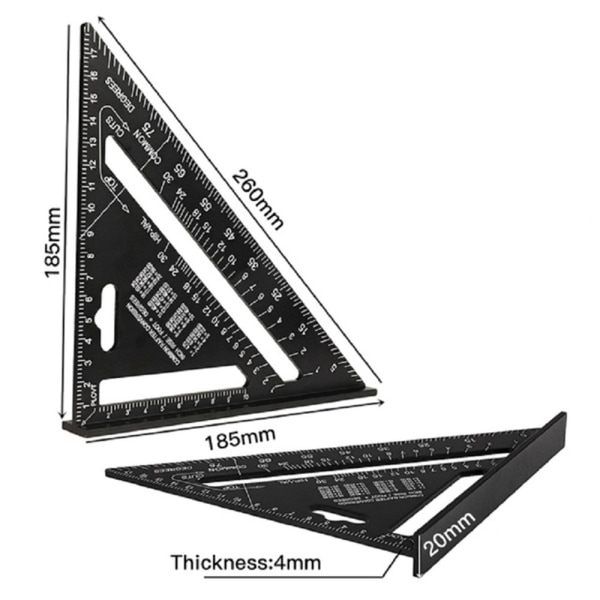 Triangellinjal Vinkel Gradskiva SVART Black