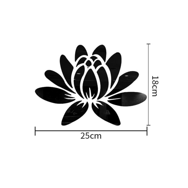 Speiloverflateklistremerker Blomstrende Lotus Akryl SVART Black
