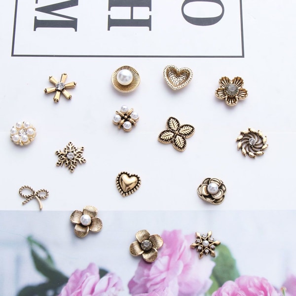 10 STK Pearl Button Rhinestone-knapper 2 2