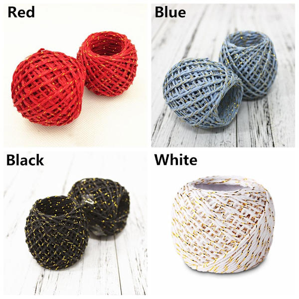 20m 4farvet Naturpapir Reb Gaveæske String Rustik Wrap HVID white