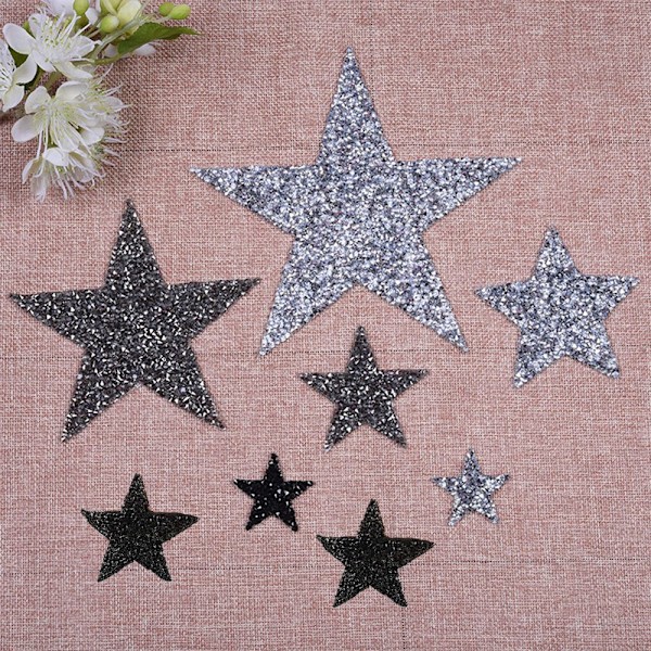 Rhinestone Patches Tøj Tilbehør Hotfix SØLV 6CM silver 6cm
