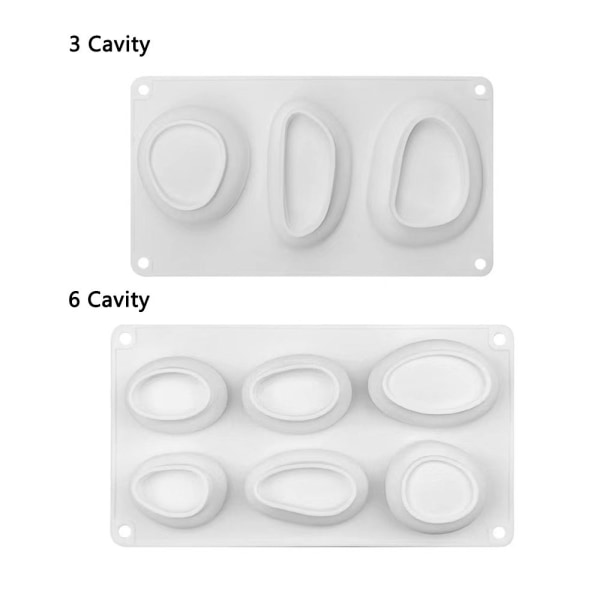 Soikea pyöreä kiven muotoinen silikoni mold 6 CAVITY 6 CAVITY 6 Cavity