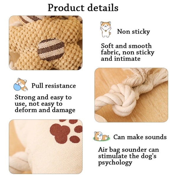 Hundar Ljudleksaker Puppy Cotton Chew 4 4 4