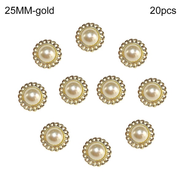 20st Metal Pearl Buttons Skjorta Buttons GULD 25MM20ST 20ST gold 25MM20pcs-20pcs