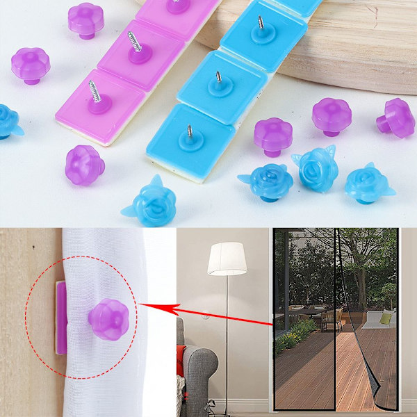 14 stk/pose Skjermdør Sticky Spenne Vindugardin Fast Verktøy blue