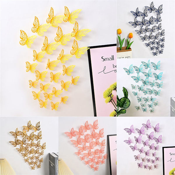 12 STK/Pakke 3D Butterfly Stickers Vægdekaler 12 STK/PACK606 606 12PCS/Pack606