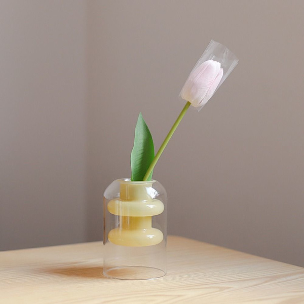 Dobbeltvægget blomstervase Hydroponisk klart glasvase D D D