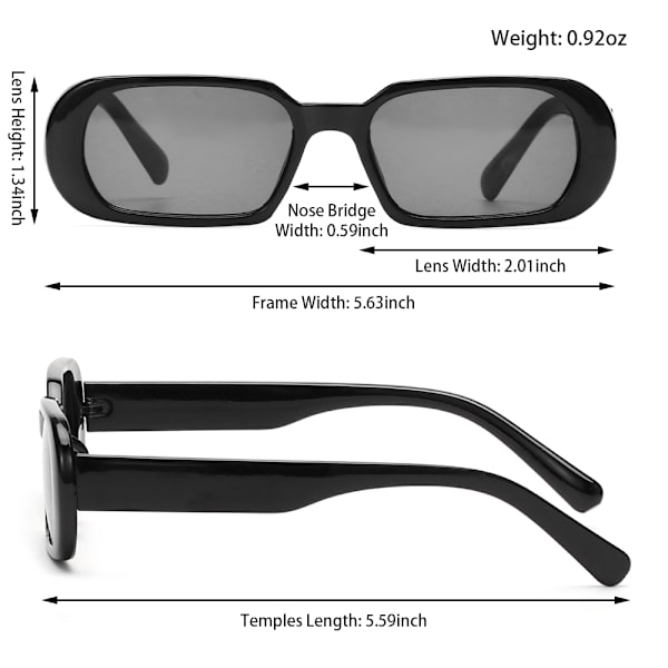 Naisten aurinkolasit Retro soikeat aurinkolasit MUSTA-HARMAA Black-Grey