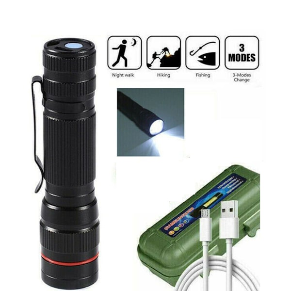 Mini Zoom lommelykt Pen Clip Opplyst lommelykt Camping
