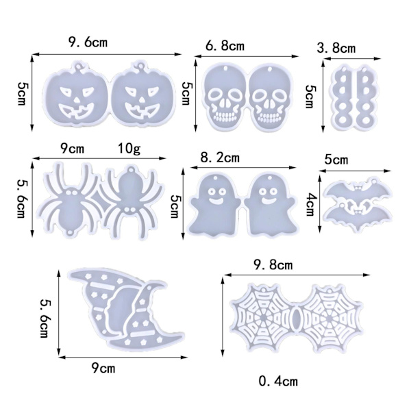 8ST Örhängen Molds Form VIT white